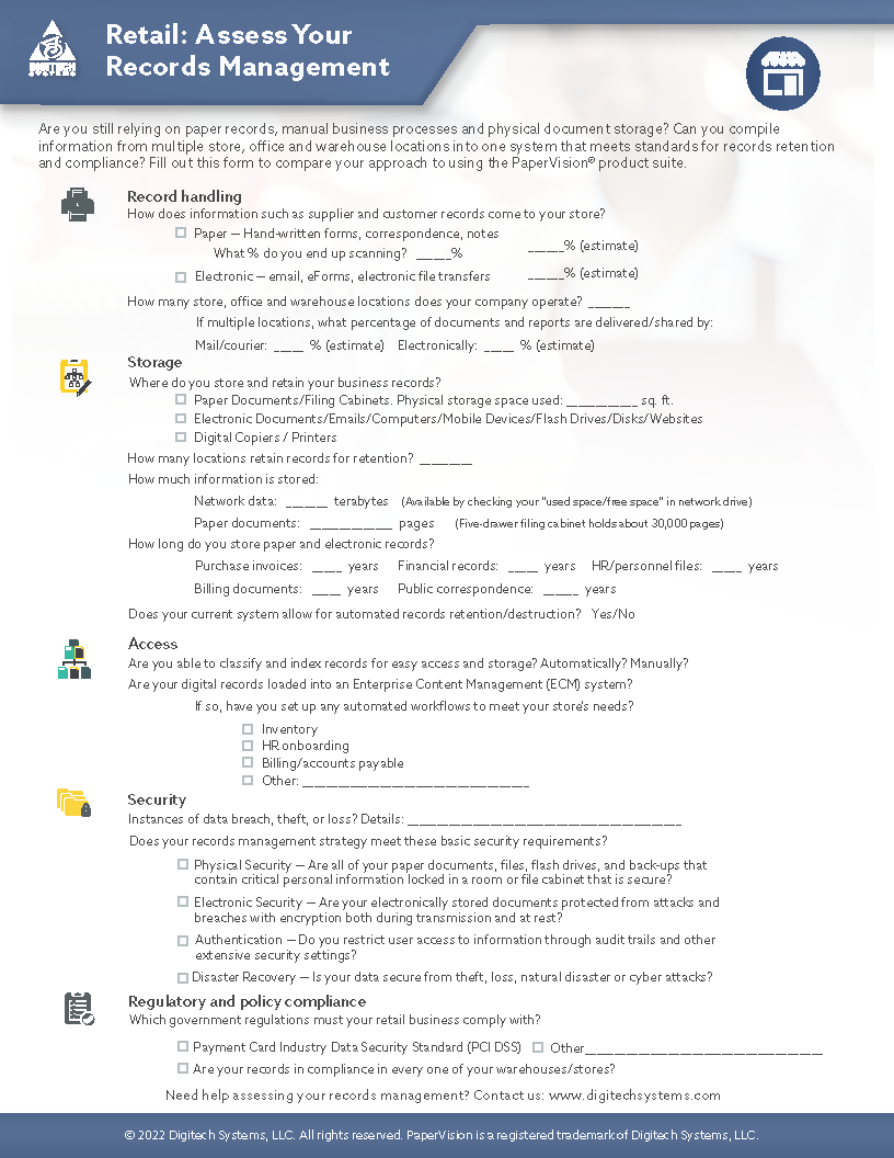 Retail: Assess your Records Management - Digitech Systems, LLC